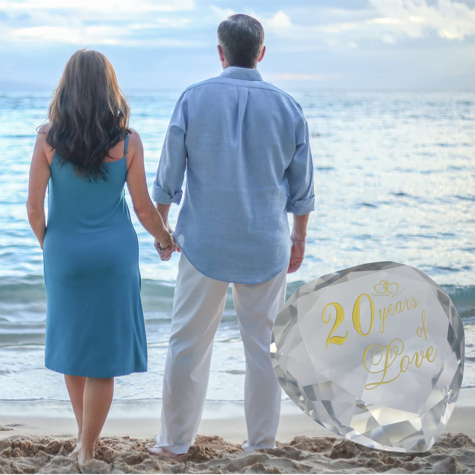 20th Anniversary Crystal Gifts for Couples - Romantic Wedding & Valentines Day Presents for Husband, Wife, Boyfriend or Girlfriend - Elegant 20 Year Marriage Keepsake for Him & Her - Perfect for Anniversaries, Engagements & Special Occasions