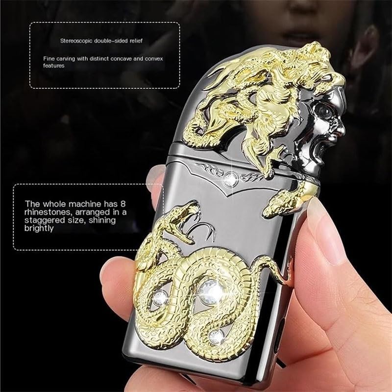 Dual Flame Butane Lighter - Switchable Straight & Soft Flame Torch Lighter with Windproof Design & Visible Air Window | Portable Metal Cigarette Lighter for Indoor & Outdoor Use | Perfect for Camping, BBQ, Candle Lighting & Smoking Accessories