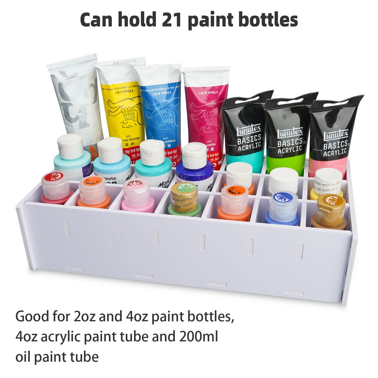 Sanfurney 21-Compartment Paint Storage Tray - Organize Craft Paints, Oil Tubes & Watercolors - Perfect for Artists, DIY Projects & Classroom Art Supplies