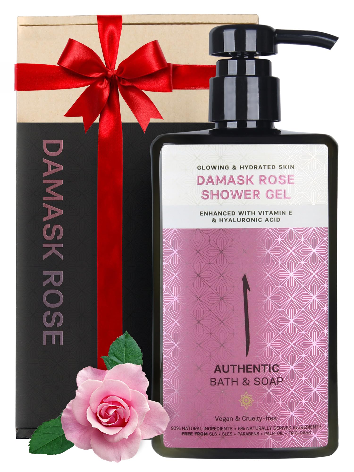 Authentic Rose Body Wash for Sensitive Skin - Moisturizing Shower Oil with Rose Oil & Rose Water | Vegan, Cruelty-Free, Hydrating Body Wash for Women | 16.9 Fl Oz | Perfect for Dry Skin & Relaxing Bath Time