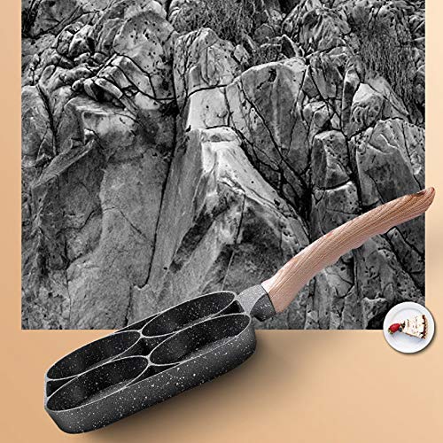 Non-Stick 4-Hole Omelet Pan for Burgers, Eggs & Pancakes - Oil-Free Cooking, Smoke-Free Breakfast Grill Wok - Perfect for Quick Breakfasts, Camping & Family Cooking