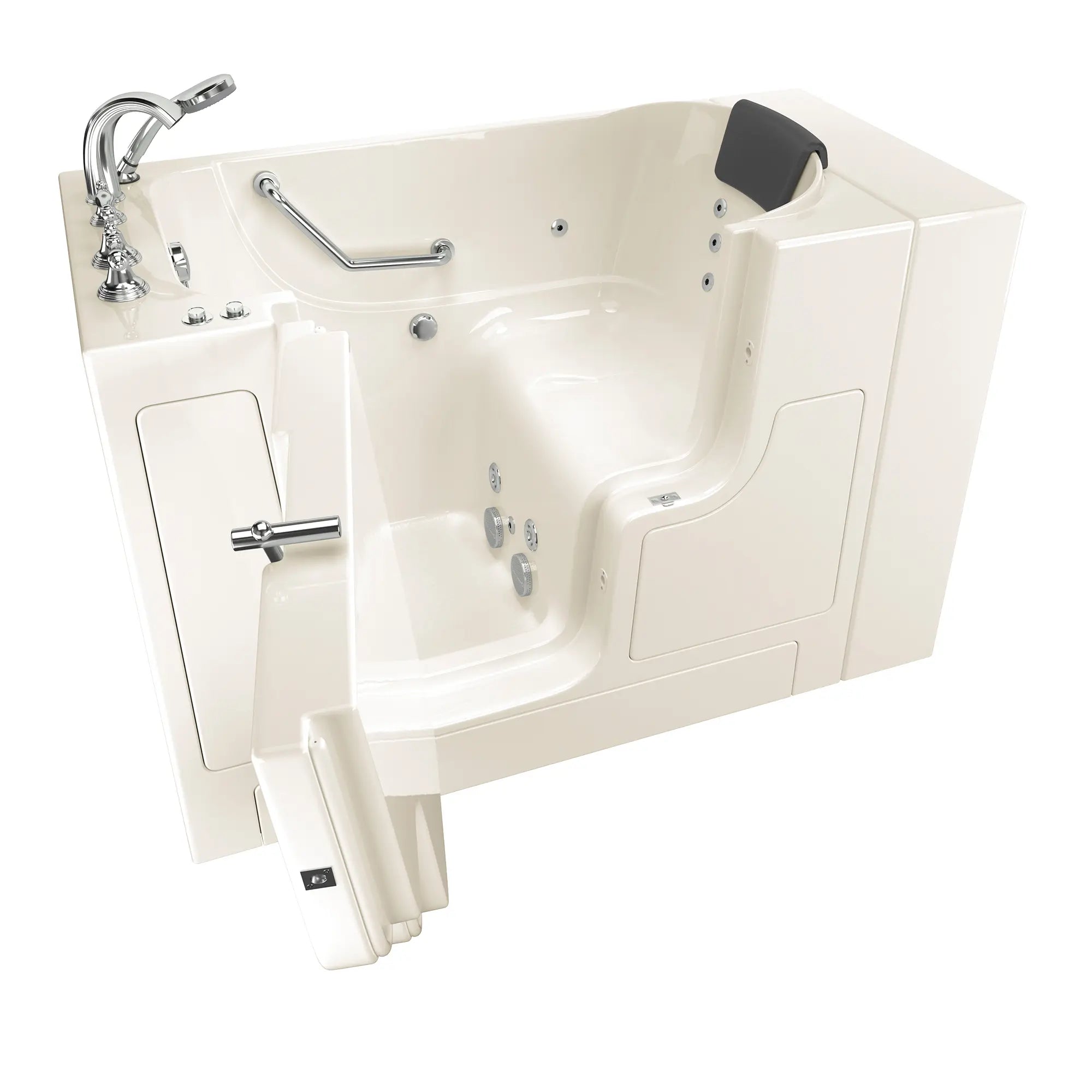 Premium Gelcoat 30 x 52 Inch Walk-in Bathtub with Whirlpool Jets - Left Hand Drain & Faucet - Ideal for Elderly & Mobility Support - Spa Relaxation at Home
