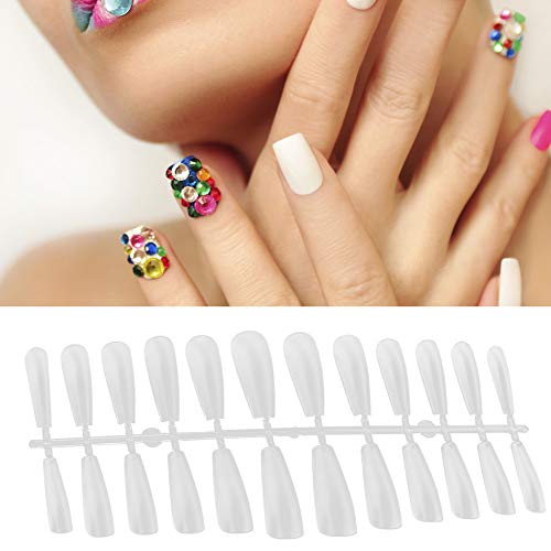 240pcs Natural Fake Nails - Coffin Shape Full Cover Artificial Nails with Ultra-Thin Frosted Finish | Long Ballet Nail Tips for Manicure, Nail Art & Salon Use | Perfect for Parties, Weddings and Daily Wear