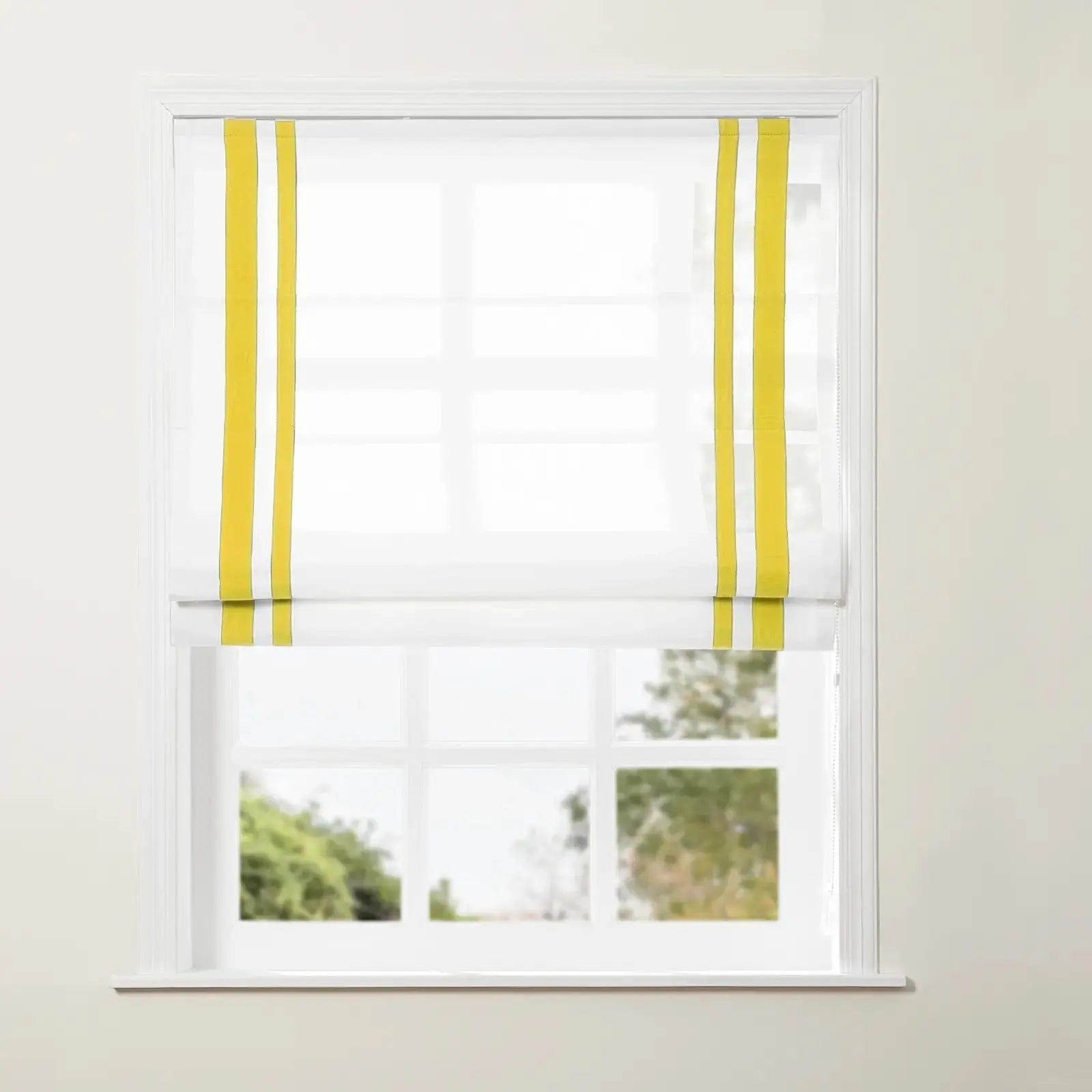 Tyrone Roman Shade with Border Cord Lift - Classic Window Treatment for Living Room & Bedroom - Blackout Fabric for Light Control & Privacy