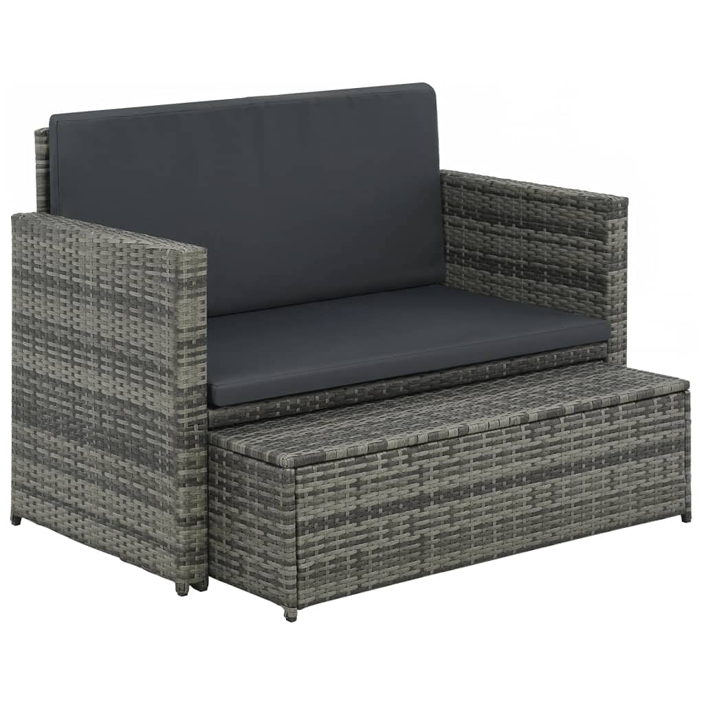 2-Piece All-Weather Outdoor Garden Lounge Set with Removable Cushions - Patio Sofa Bed for Backyard, Poolside & Balcony - 48.4