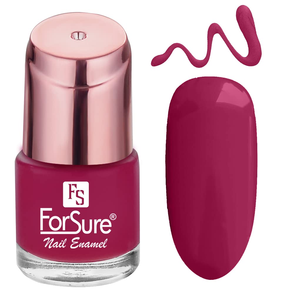 ForSure® Glossy Quick-Dry Nail Polish Set of 6 Colors (Hot Magenta, Absolute Pink, Nude Line, Party Red, Intense Pink, Solid Purple) - Long Lasting & Chip Resistant for Salon-Quality Manicures at Home, Parties & Special Occasions