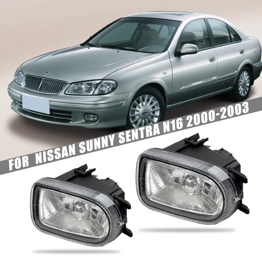 Nissan Sunny/Sentra N16 1999-2002 Front Bumper Fog Lights Kit - Replacement Driving Lamps Assembly for Improved Visibility in Rain & Fog