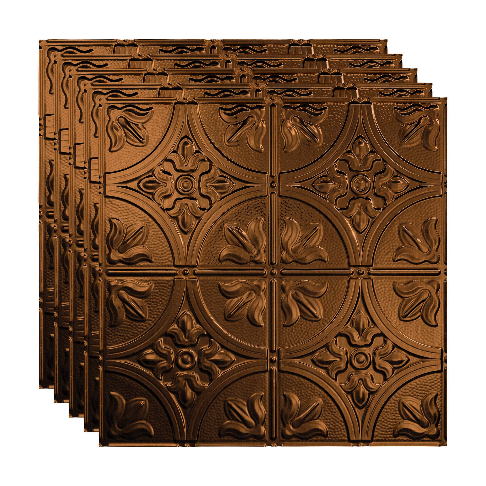 FASÄDE Traditional Style 2x2 Decorative Vinyl Ceiling Tiles - Oil Rubbed Bronze Finish (5 Pack) - Perfect for Home, Office & Commercial Drop Ceiling Renovations
