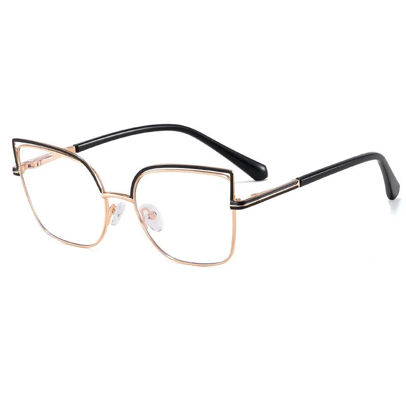 CCspace Women's Full Rim Square Cat Eye Alloy Eyeglasses Frame 301091 - Stylish Retro Glasses for Work, Reading & Fashion Accessories