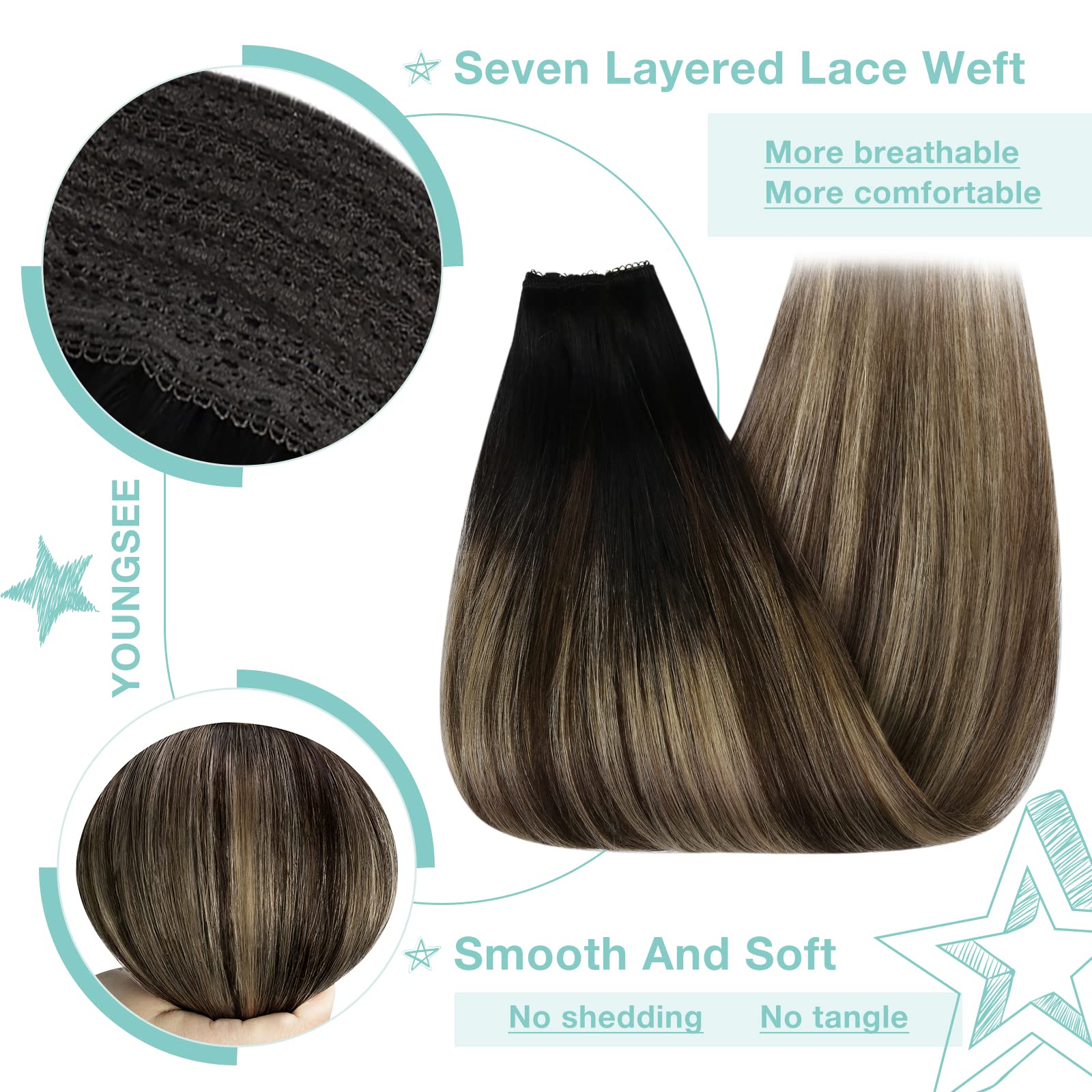 Premium 100% Human Hair Wire Hair Extensions for Women - Clip-In, Heat Resistant, Natural Look for Daily Styling & Special Occasions