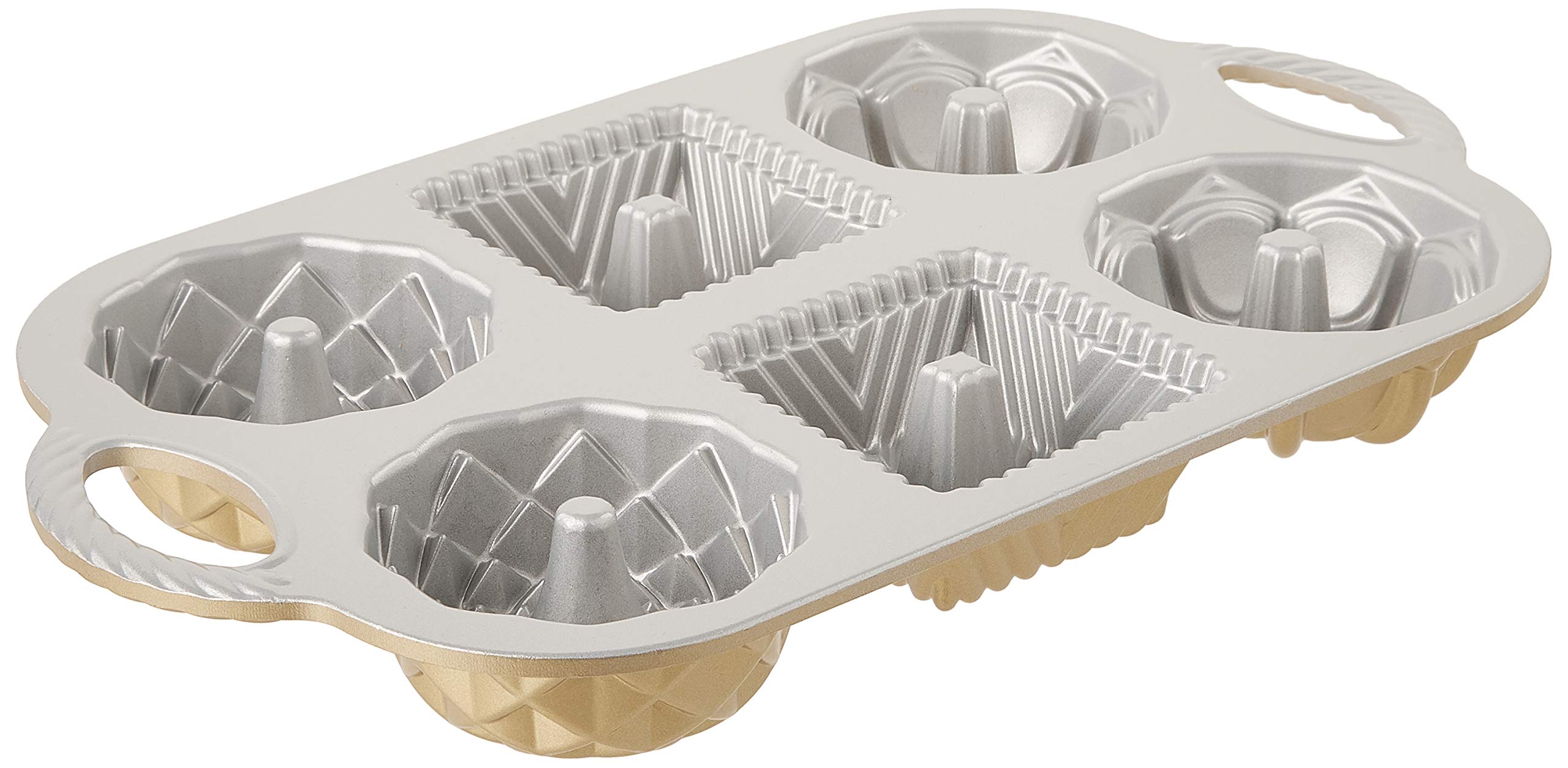 Nordicware 3.5 Cup Geo Bundtlette Pan - Non-Stick Mini Bundt Cake Pan for Baking, Perfect for Individual Desserts, Tea Parties & Holiday Treats
