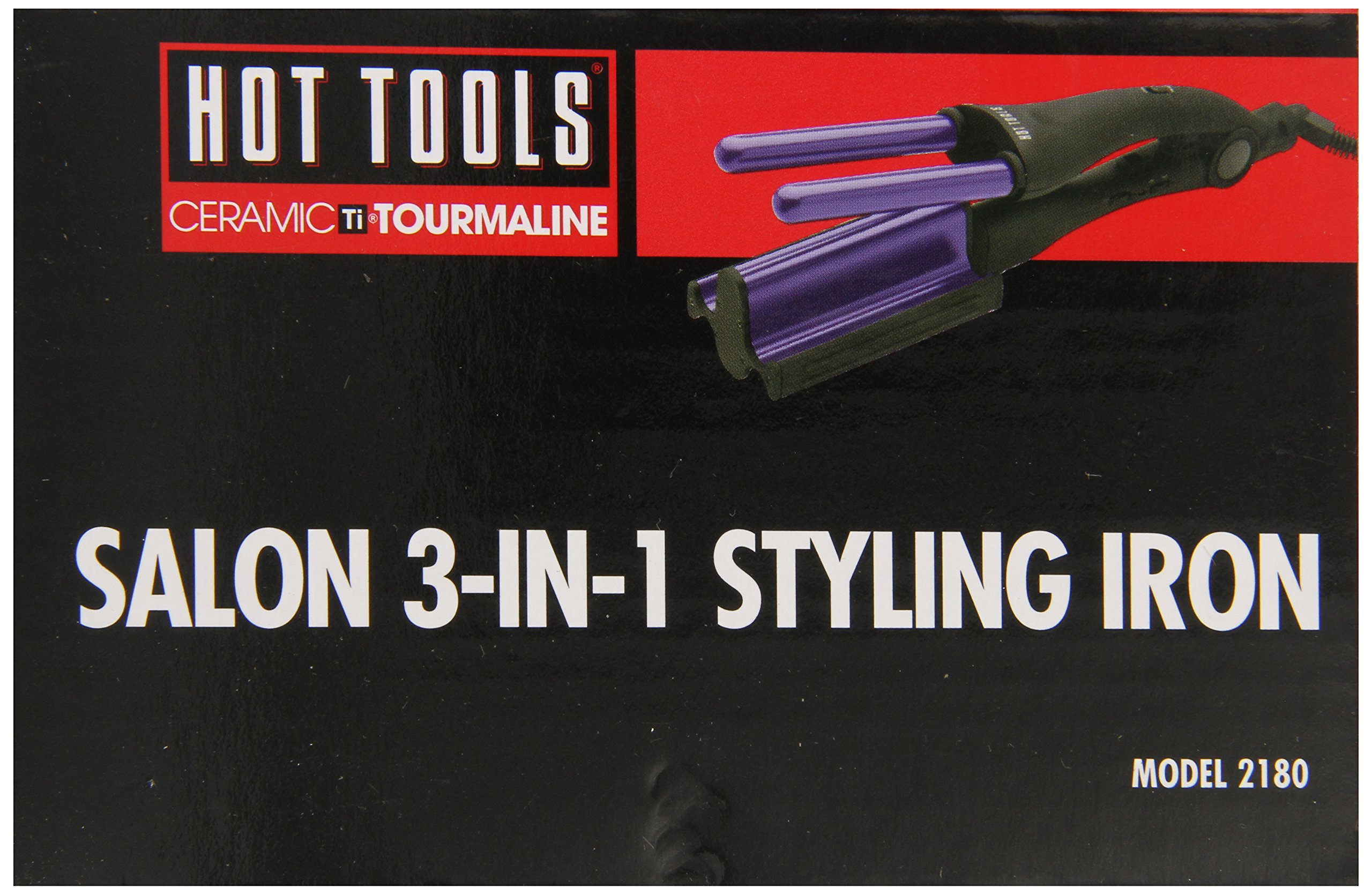 Hot Tools 2180 3-in-1 Curling Iron, Flat Iron & Crimper - Professional Hair Styling Tool for Waves, Straight & Textured Looks (Black) - Perfect for Home Use, Salon Styling & Travel