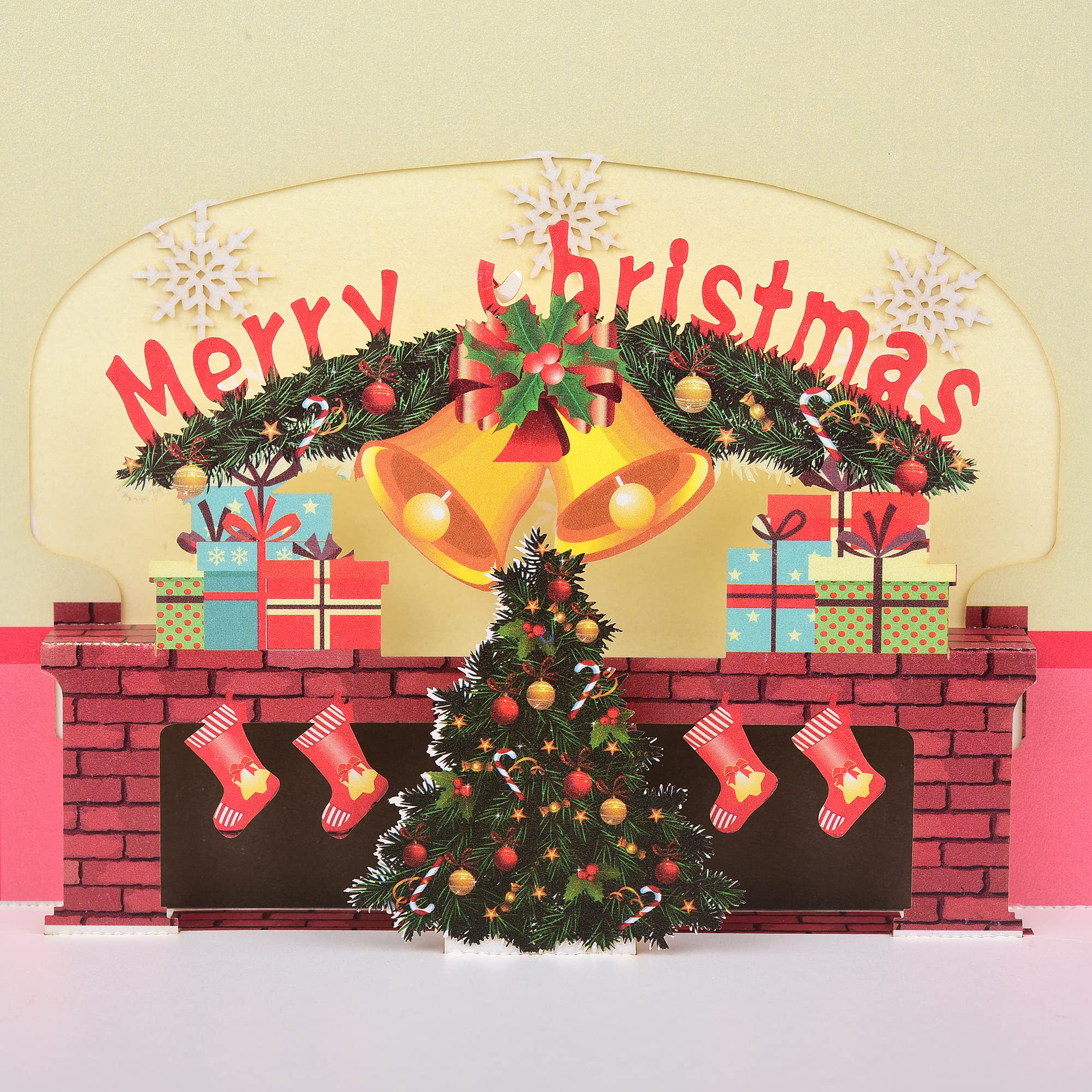 3D Pop Up Christmas Fireplace Greeting Card - Handcrafted 3D Popup Card for Mother's Day, Father's Day, Birthday, Wedding, Anniversary & All Occasions - Perfect for Holiday Decorations, Gift Giving & Special Celebrations