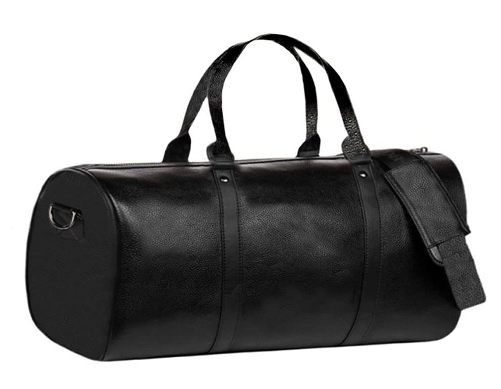 Premium Genuine Leather Travel Duffel Bag for Men & Women - Large Weekender Overnight Gym Sports Carry On Luggage - Durable Gym Bag & Sports Duffel for Travel, Workout, Business Trips & Weekend Getaways (Black)