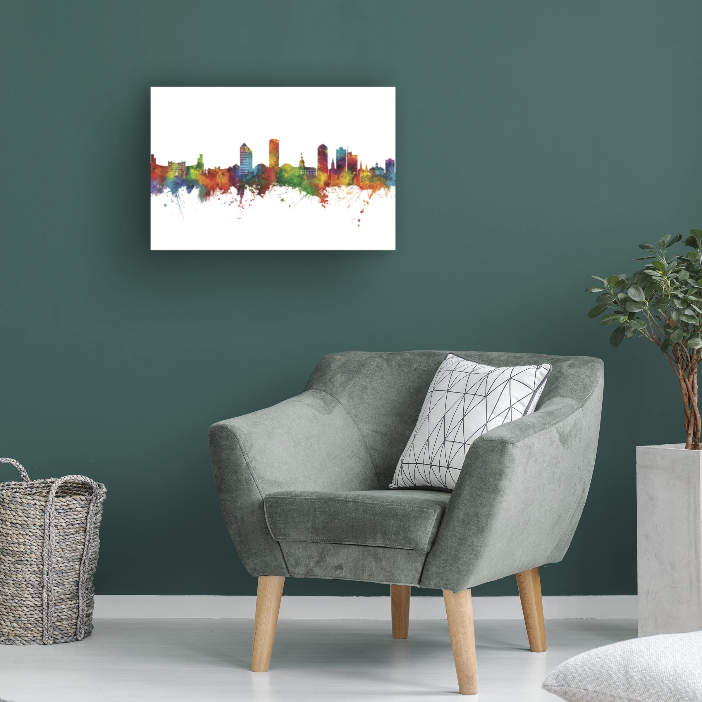Tallahassee Florida Skyline Canvas Art Print by Michael Tompsett - Modern Cityscape Wall Decor for Living Room, Office & Home
