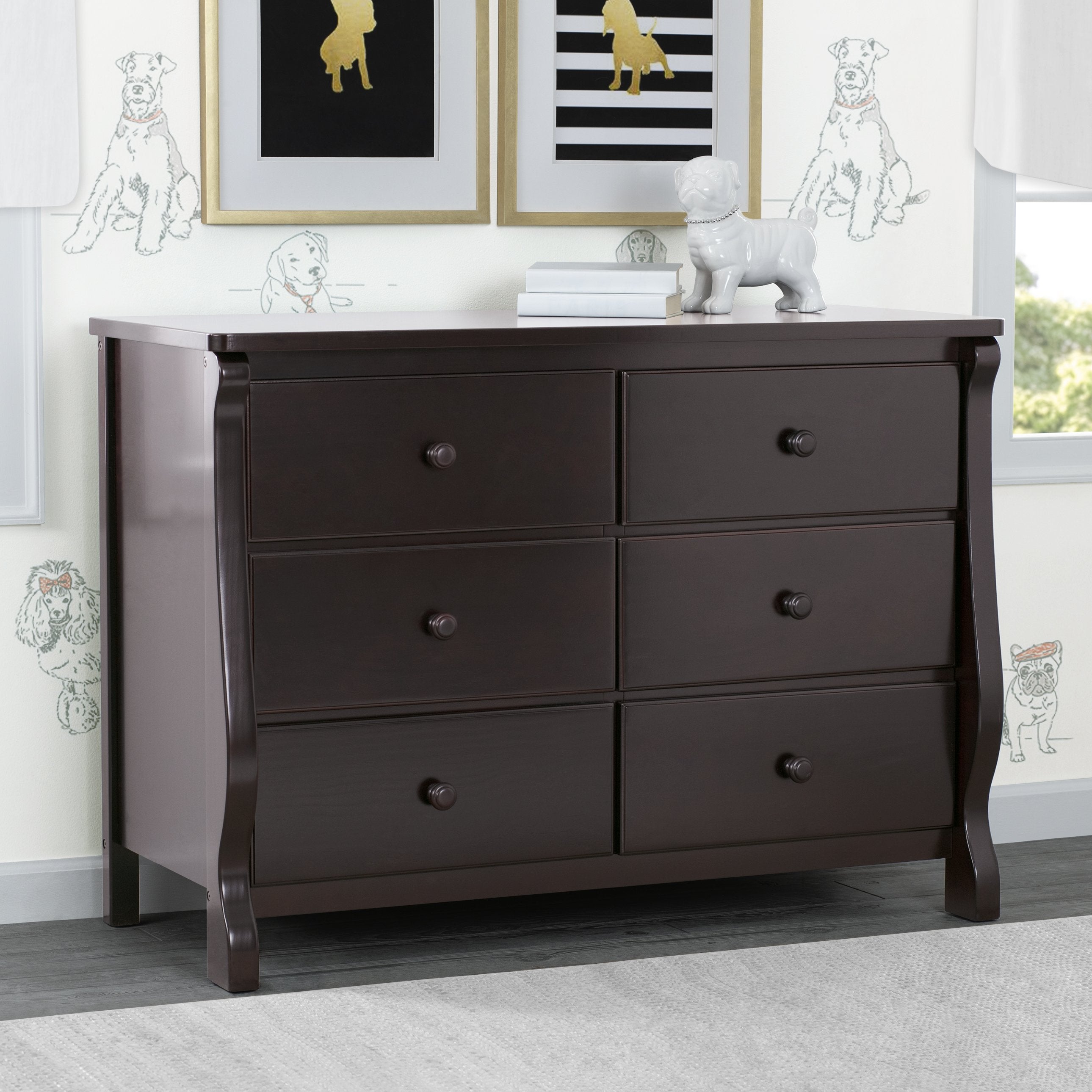 Elegant Canton Eclipse Dresser - Modern Wooden Bedroom Dresser with 6 Drawers, Vintage Style Storage for Bedroom, Living Room, and Office Organization