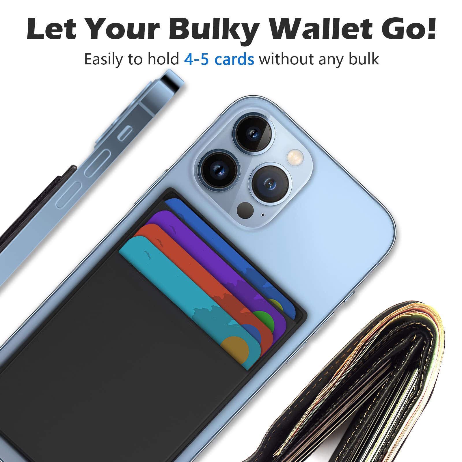 iMLuckies Magnetic Wallet for iPhone MagSafe - Slim RFID Blocking Card Holder with Strong Magnet for iPhone 16/15/14/13/12 Series (Black) | Perfect for Everyday Carry, Travel & Contactless Payments