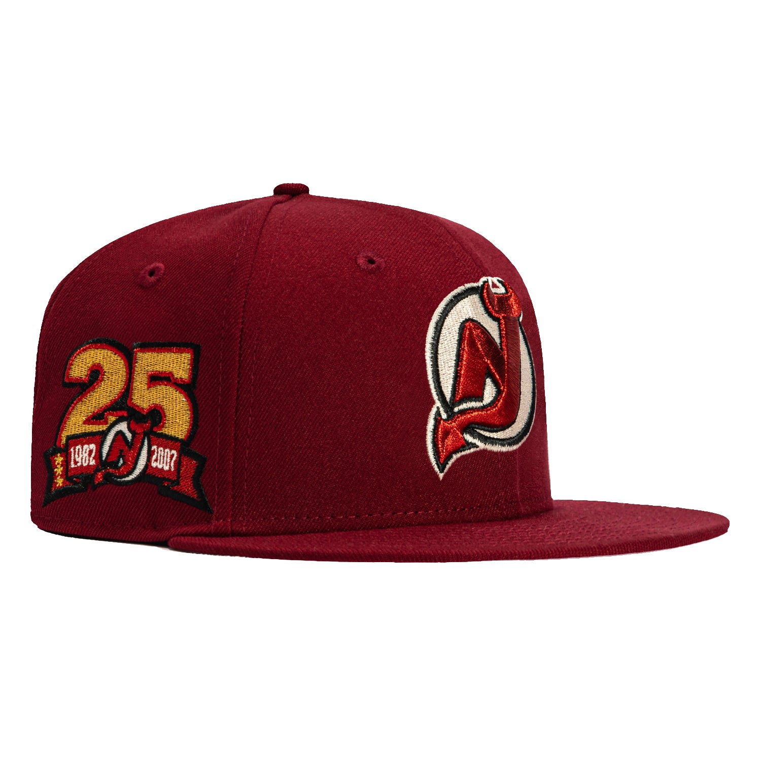 New Era 59Fifty MLB Baseball Cap - New Jersey Devils 25th Anniversary Patch Valentine's Day Edition in Cardinal Red | Stylish Sports Fan Gift for Men & Women | Perfect for Games, Parties & Casual Wear