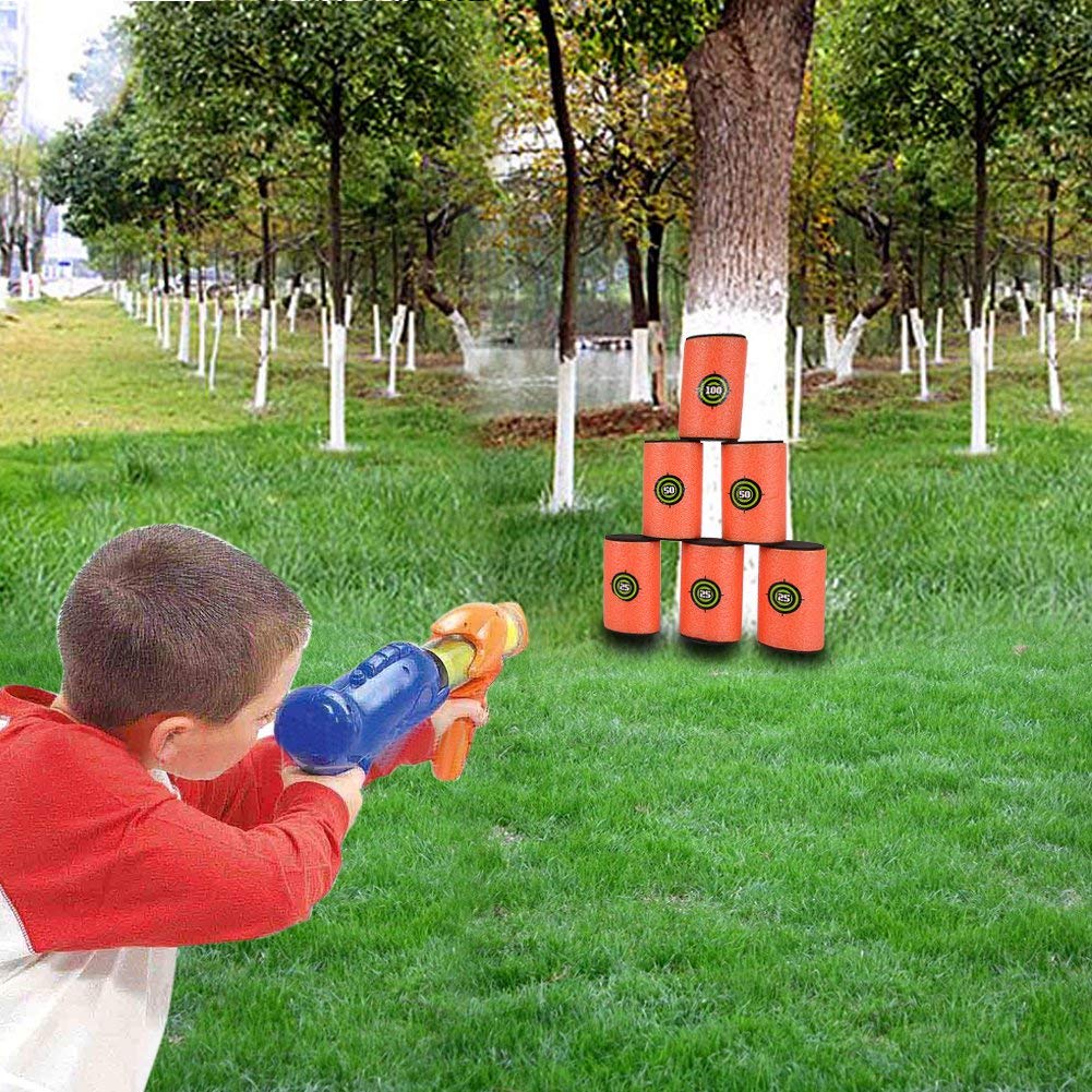 Hztyyier Foam Blaster Targets - 6Pcs Dart Shooting Game Set for Kids & Adults | Outdoor Tactical Gun Games, Backyard Play, Birthday Party Activities