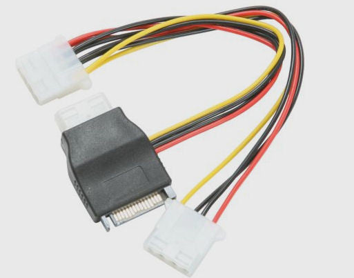 OKGEAR 8 SATA 15-Pin Male to Three 4-Pin Molex Female Power Cable Adapter 0.2M - for PC Power Supply, Hard Drive, SSD & Optical Drive Connections