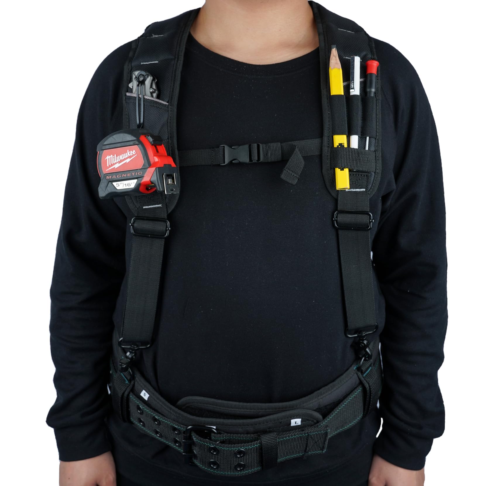 KUNN Heavy Duty 3-Point Padded Tool Belt Suspenders for Men - Adjustable Construction Work Suspender with Tool Belt Loops & Comfortable Shoulder Pads - Perfect for Carpenters, Electricians & DIY Home Improvement Projects