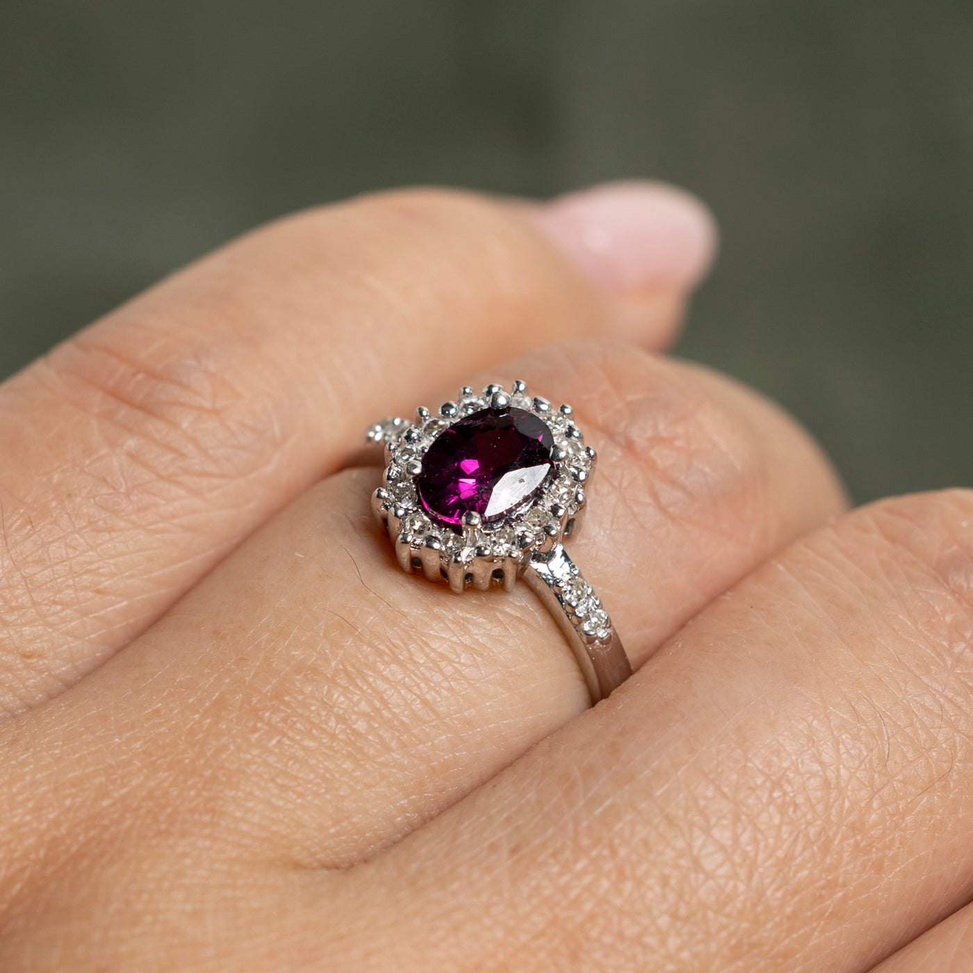 Pink Garnet & Diamond Ring - 0.99ct Garnet with 0.13ctw Diamonds - Size 6 - Elegant Birthstone Jewelry for Women - Perfect for Valentine's Day, Anniversary & Special Occasion Gifts