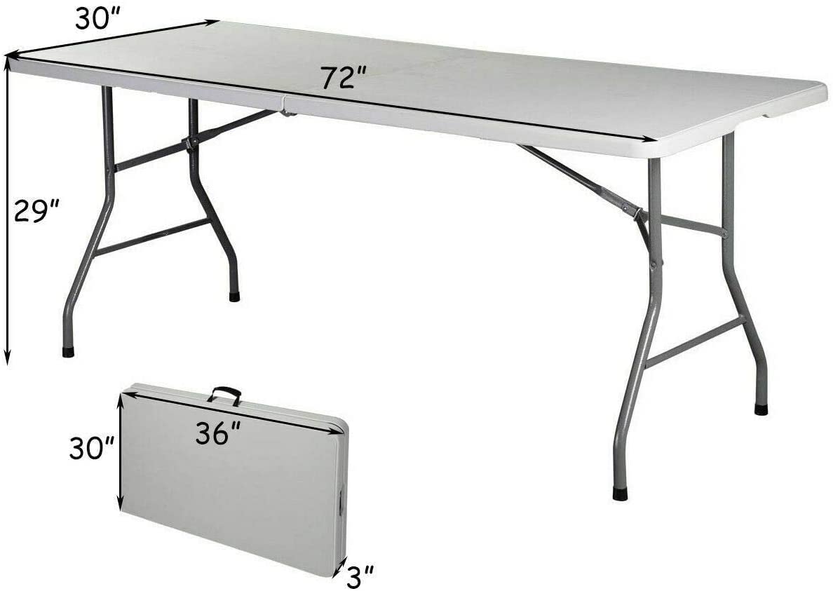HAPPYGRILL 6FT Foldable Picnic Table - Portable Plastic Outdoor Dining Table for Camping, BBQ, Parties & Beach - Lightweight & Easy to Carry for Picnics, Tailgating & Backyard Gatherings