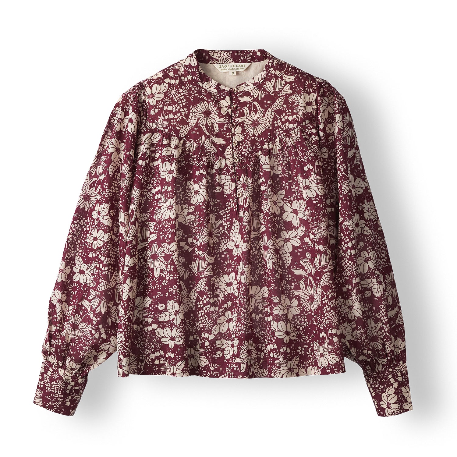 Evette Blouse Women's Casual Long Sleeve Button Down Shirt in Mahogany - Perfect for Office Wear, Date Night & Fall Layering