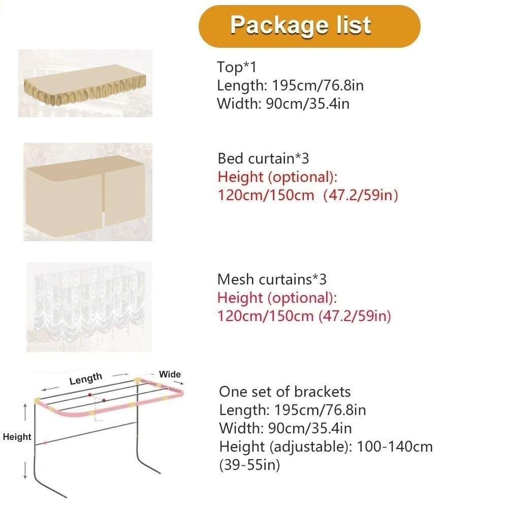 Breathable Mesh Bunk Bed Privacy Curtain Set with Frame - 47.2 Inch Dorm Bed Canopy for Top Bunk, Loft & College Dorm Rooms - Perfect for Privacy, Study & Sleep in Shared Spaces