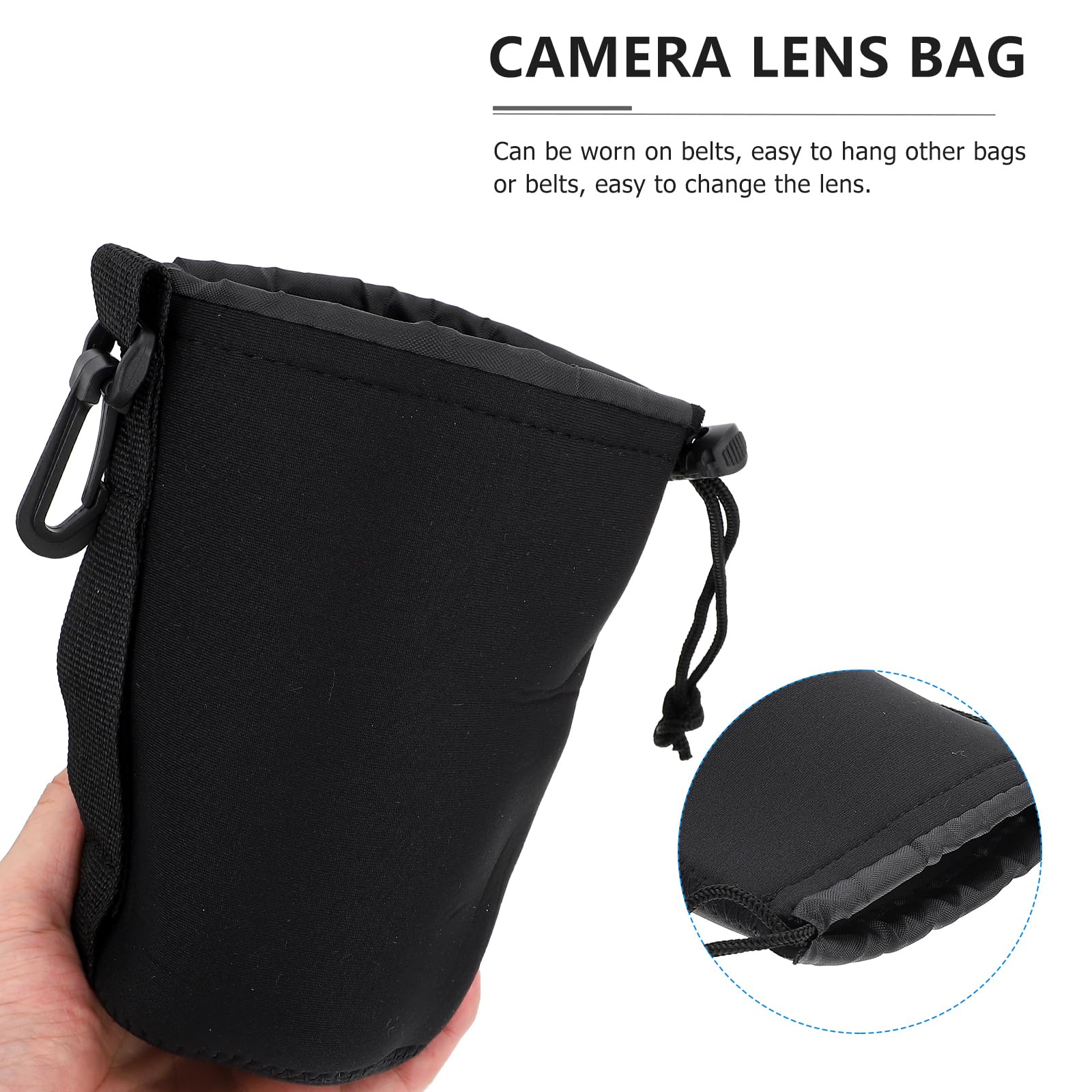 2-Pack Shockproof Neoprene DSLR Camera Lens Pouch Bag - Waterproof Drawstring Lens Case for Canon Nikon Sony Lenses - Perfect for Travel, Hiking & Photography Storage