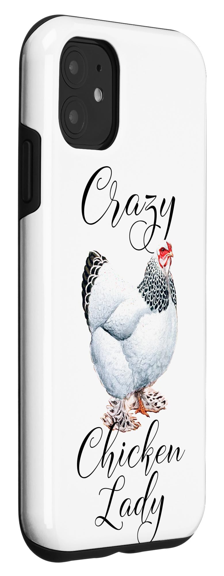 Funny Chicken Lady iPhone 11 Case - Crazy Chicken Design Protective Cover for iPhone 11 - Perfect for Animal Lovers, Gifts & Daily Use