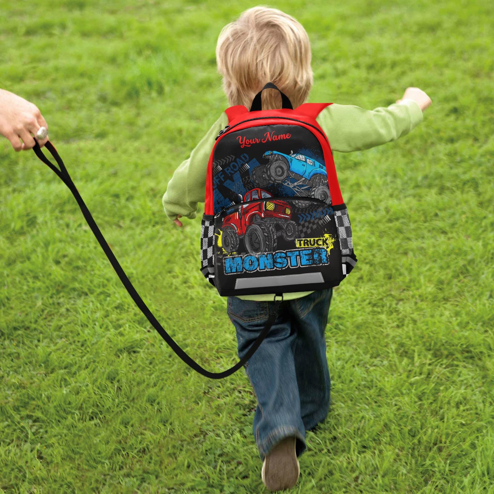 Personalized Monster Truck Backpack for Boys - 13 Inch Kids School Backpack with Name Customization | Durable Toddler Backpack for School, Travel & Outdoor Adventures