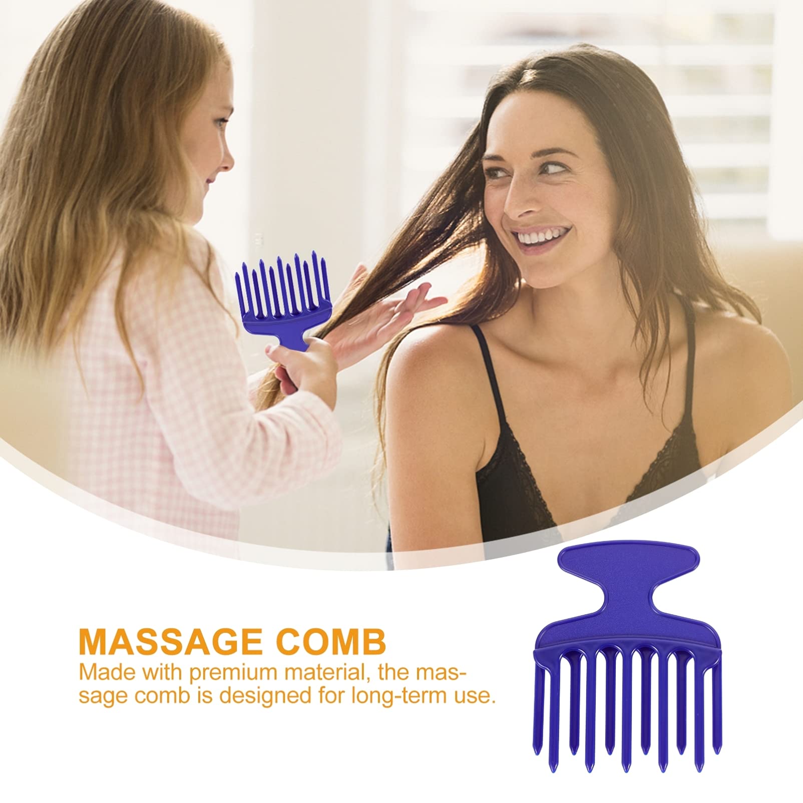 Lurrose 2-Pack Afro Combs - Wide Tooth Detangling Comb for Natural Hair, Wigs & Braids - Double Fist Pick Hair Styling Tool for Men & Women (Blue) | Perfect for Daily Hair Care, Salon Styling & Travel