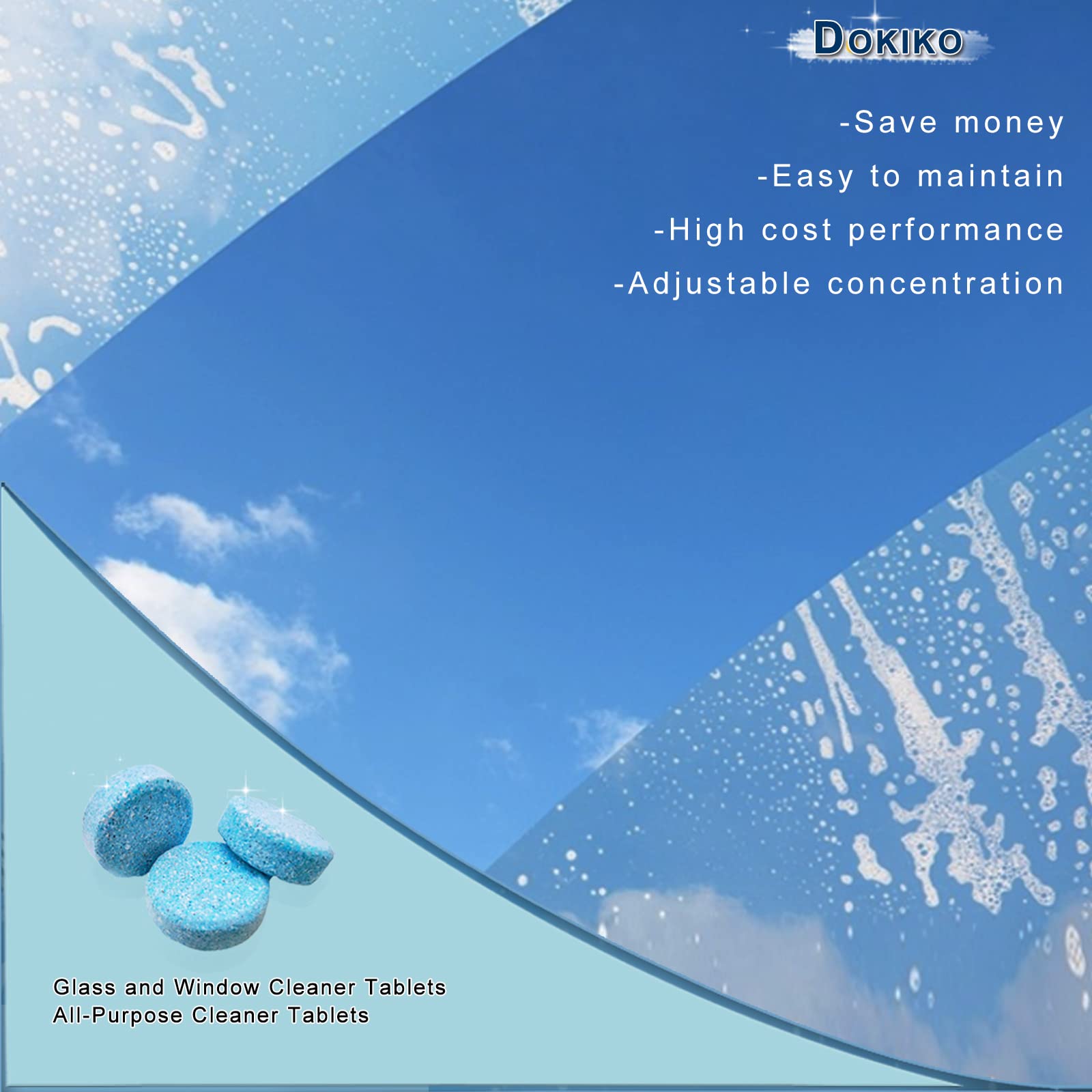 50 Pack Glass Cleaner Refill Tablets - Concentrated Multi-Surface Cleaning Tablets for Windows, Mirrors & Windshields | Makes 50 x 16oz Spray Bottles | Eco-Friendly Streak-Free Shine for Home, Office & Car Cleaning