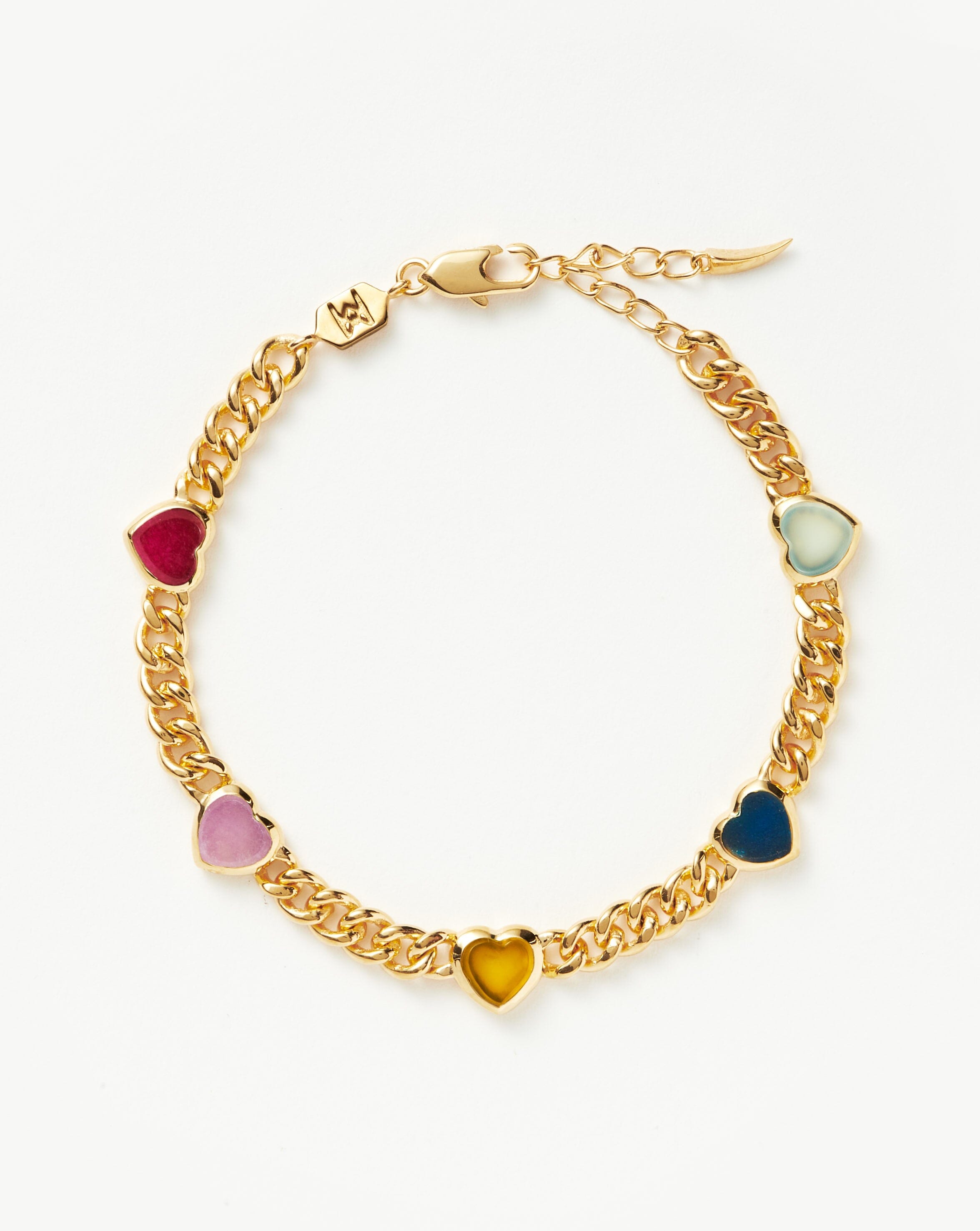 18k Gold Plated Jelly Heart Gemstone Charm Bracelet with Multi Quartz - Elegant Jewelry for Women, Perfect for Gifts, Parties, and Everyday Wear