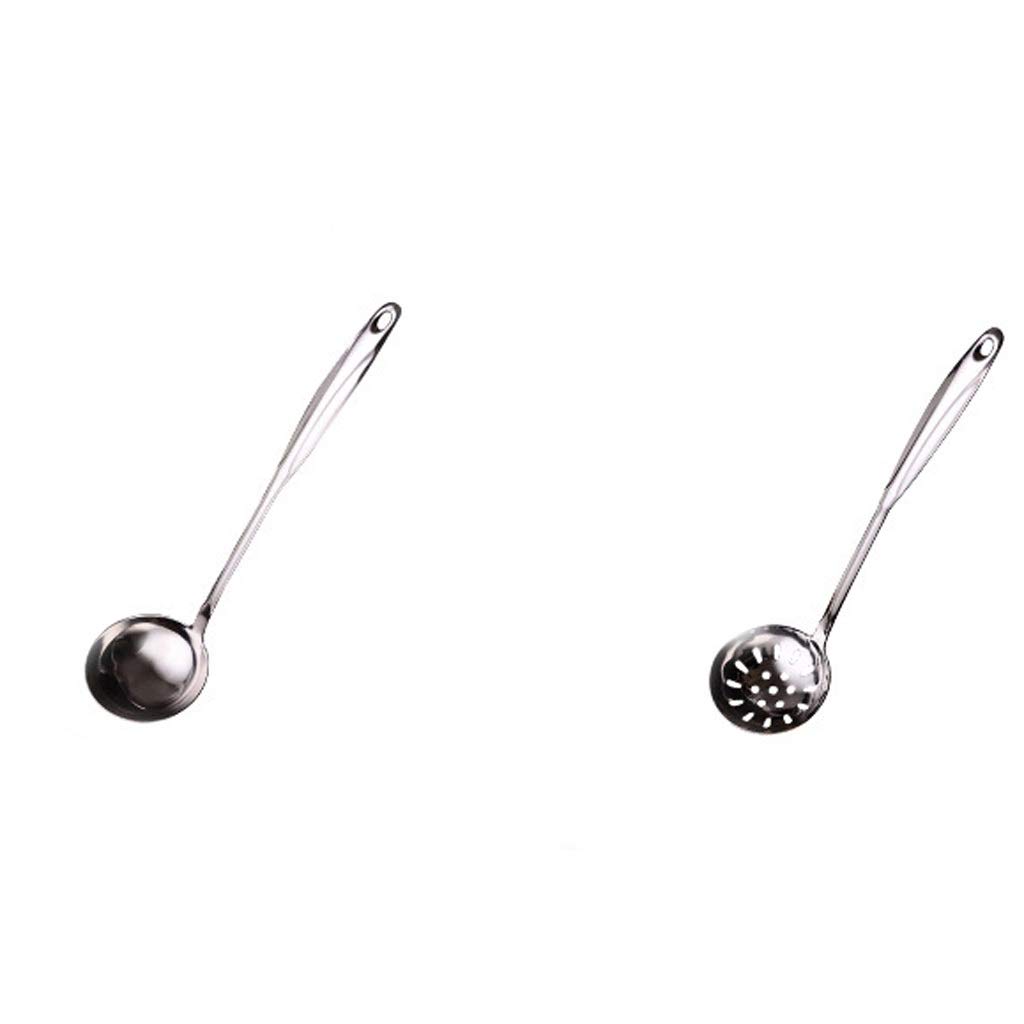 Premium Stainless Steel Utensil Set - Soup Ladle, Colander, Hollow Spoon for Hot Pot & Porridge - Durable Kitchen Tableware for Cooking, Serving & Dining