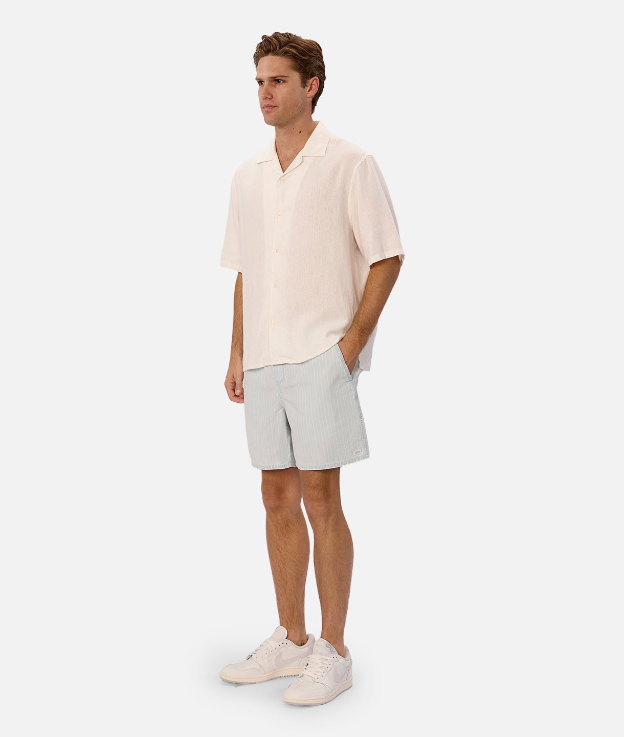 San Jose Drawcord Shorts - Bleach Wash White | Casual Summer Shorts for Men, Beachwear & Lounge Comfort