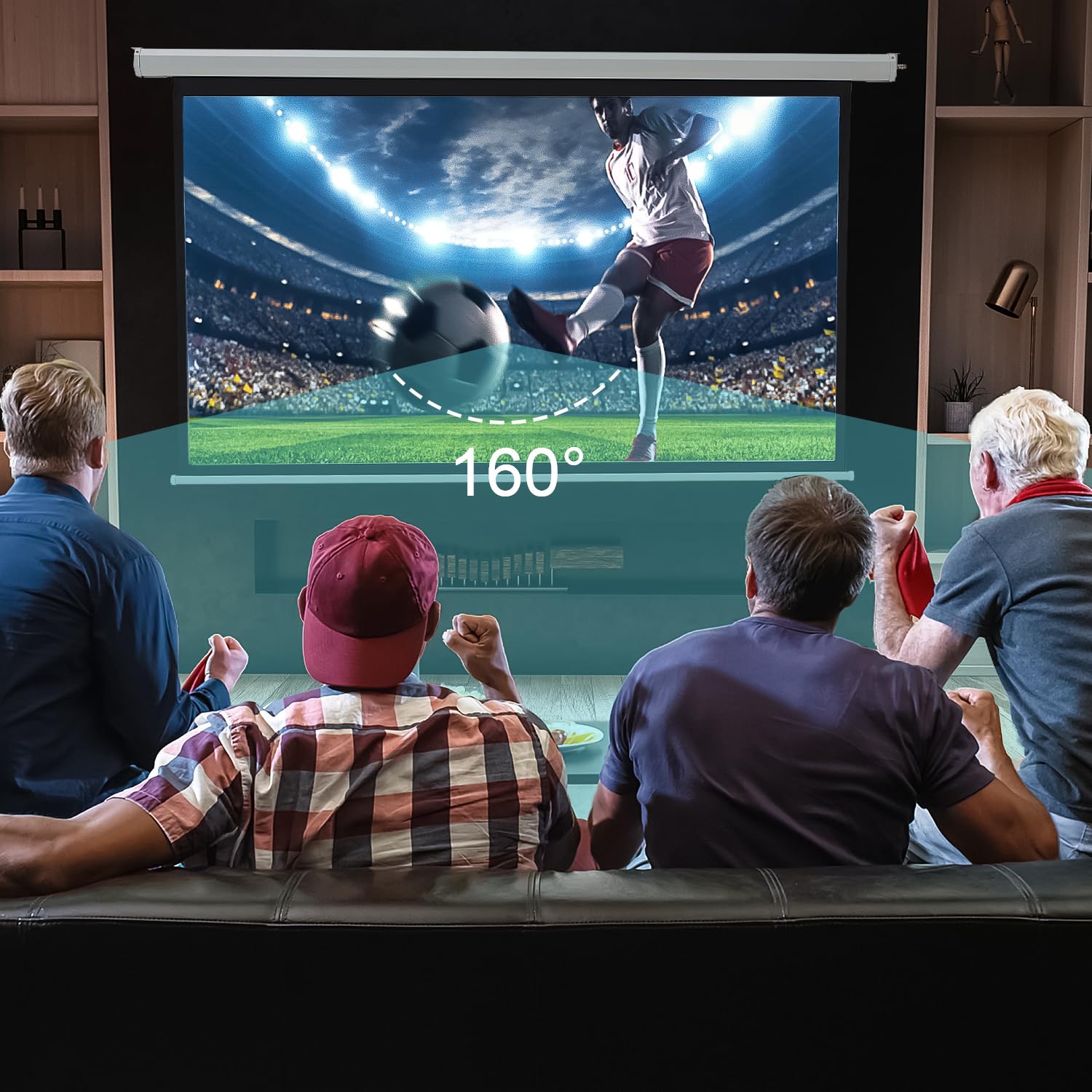 120 Inch Motorized Projector Screen - 4:3 HD Retractable Electric Projection Screen for 4K/3D Movies - Wall Mount & Ceiling Installation with Remote Control - Perfect for Indoor & Outdoor Home Theater, Classroom Presentations, and Backyard Movie Nights