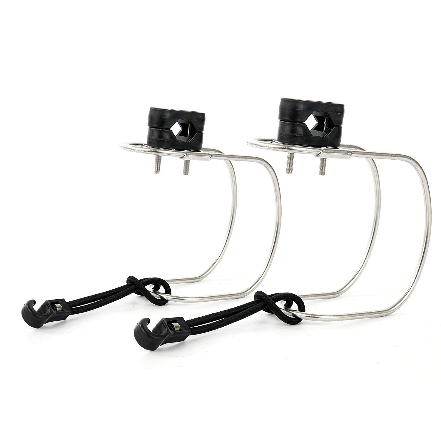 Amarine Made 2-Pack Stainless Steel Life Ring Holder with Plastic Mount - Durable Horseshoe Bracket for Marine Safety, Pool Rescue & Boat Emergency Equipment
