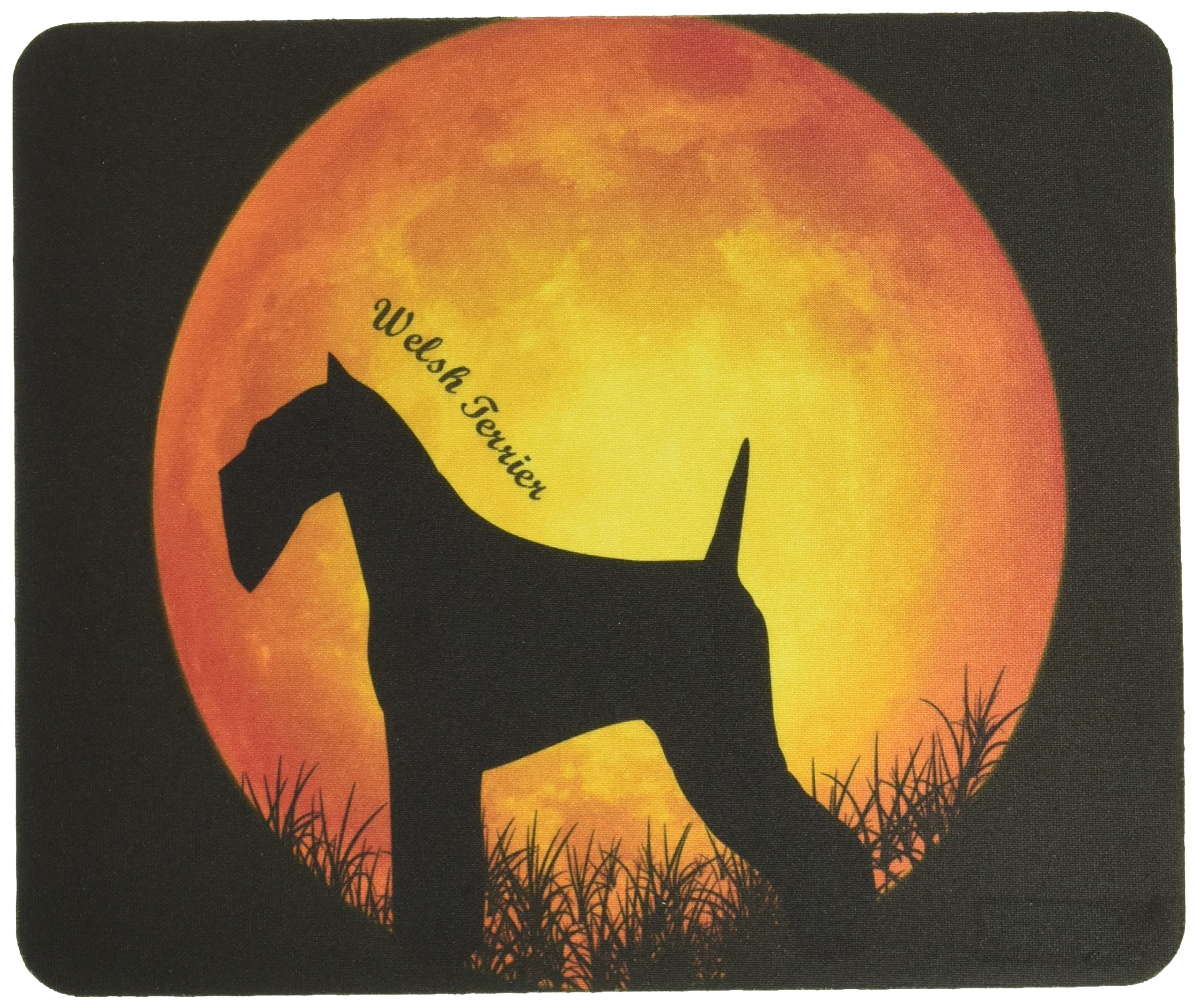 Welsh Terrier Dog Silhouette Moon Design Lightning Series Gaming Mouse Pad - Non-Slip Rubber Base for PC & Laptop (MPSQ-RK-41343) | Perfect for Gaming, Office & Home Use