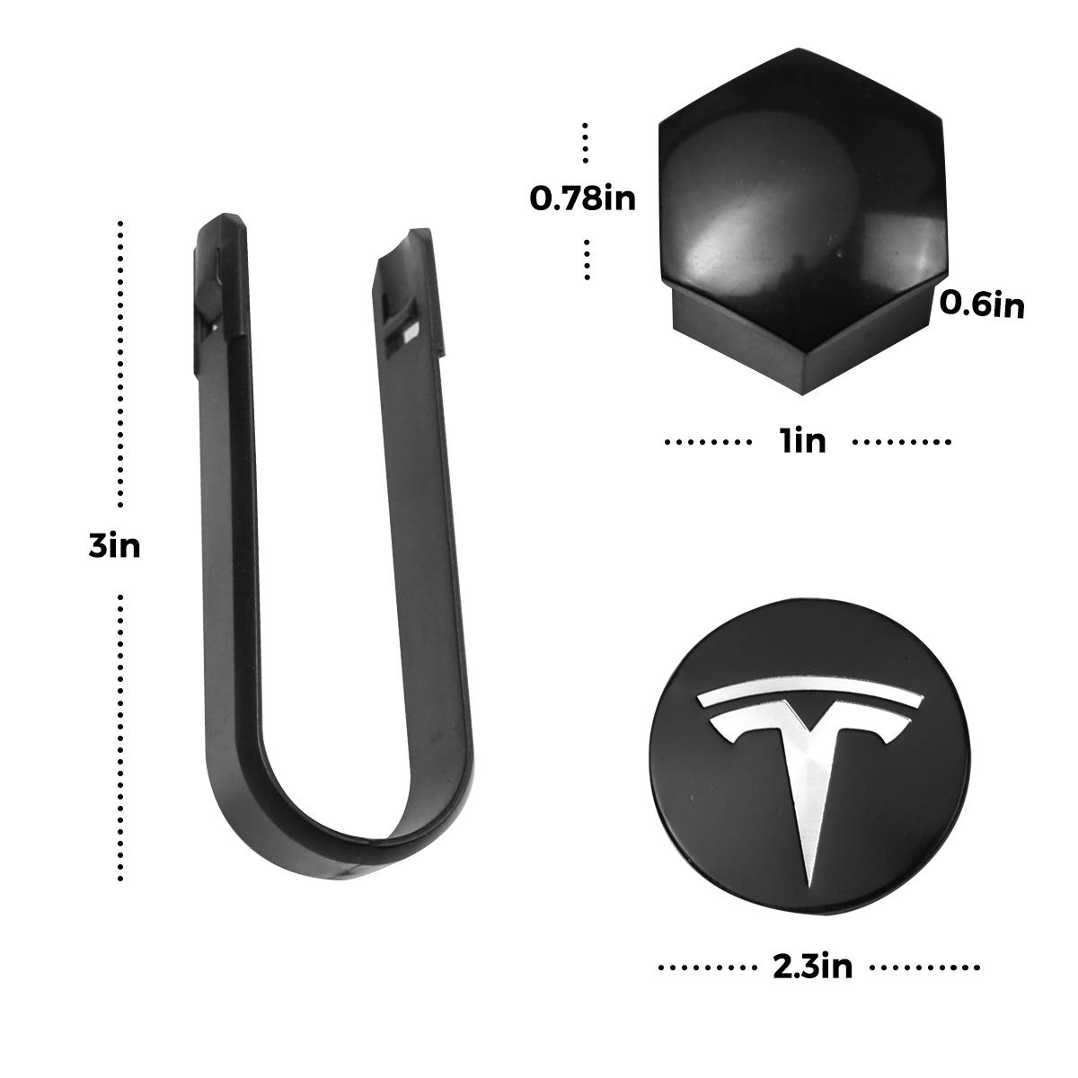 Premium Tesla Model 3 Wheel Cap Kit - 50pcs Chrome Lug Nut Covers with Puller Tool & Logo Hub Caps (Silver Grey) - Perfect for Wheel Protection & Luxury Style Enhancement