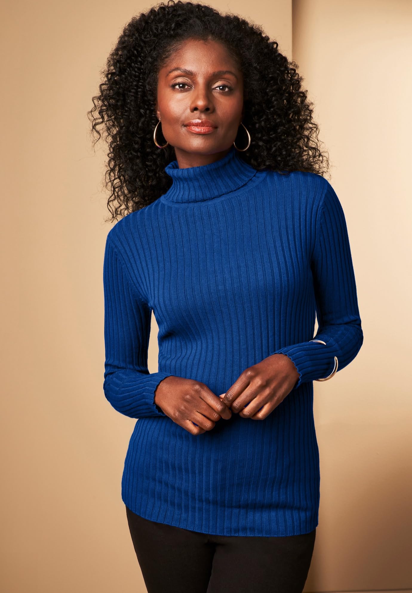 Jessica London Plus Size Cotton Turtleneck Sweater for Women - Cozy Winter Wear