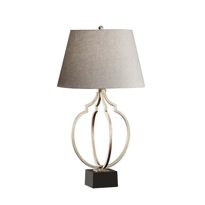 Feiss Grandeur Ebonized Silver Leaf & Black Table Lamp - Elegant Home Office Lighting for Living Room, Bedroom, or Study Desk Decor