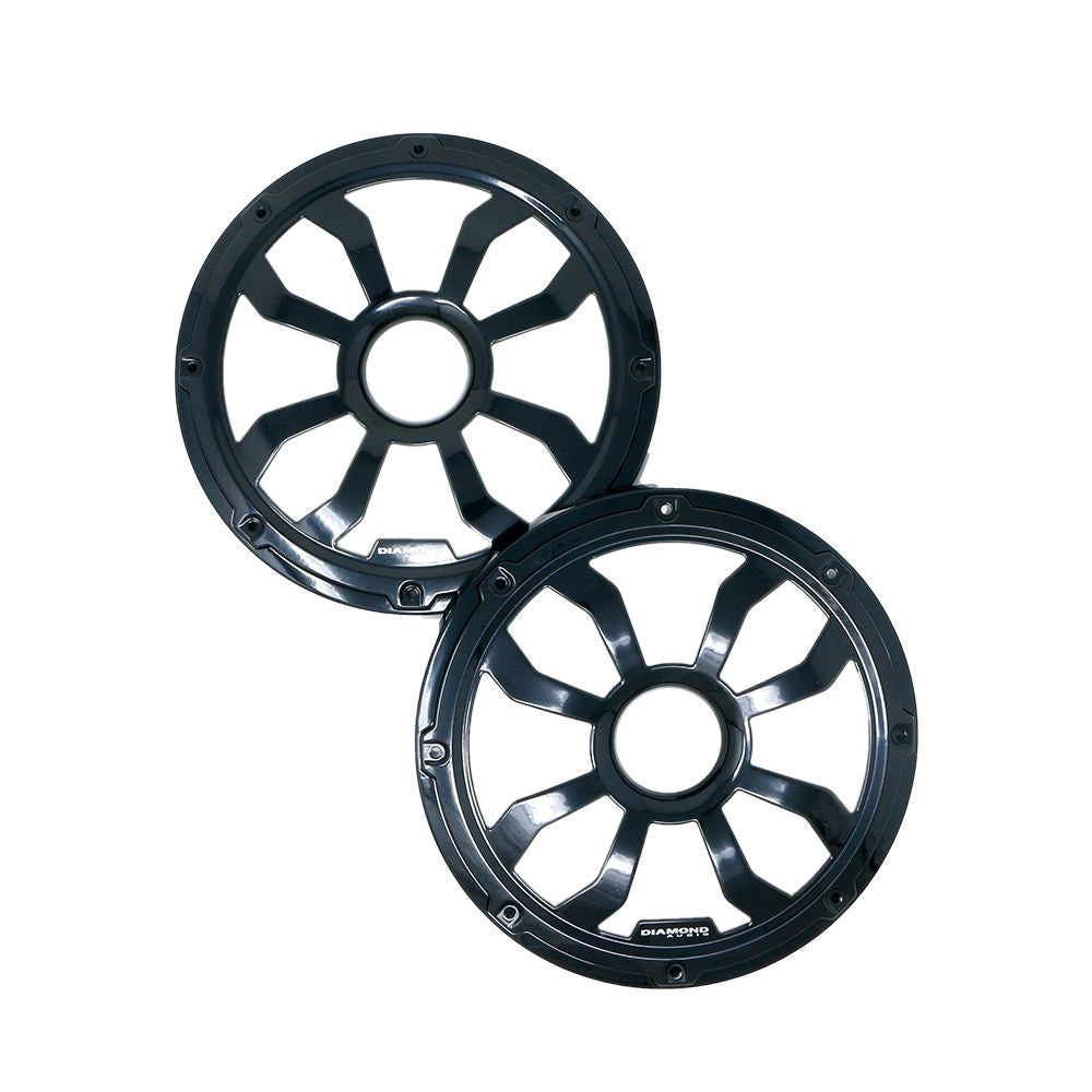 Diamond Audio HXM8FBB 8-Inch Motorsport Flush Mount Speaker Grills - Black Powder Coated Steel Pair | Perfect for Car Audio, Marine & Motorcycle Sound Systems