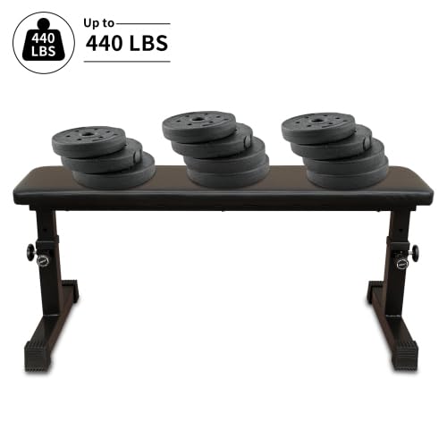 Adjustable Weight Bench 300 lbs Capacity - Flat Utility Strength Training & Ab Workout Bench for Home Gym, Black - Perfect for Strength Training, Muscle Building & Core Exercises