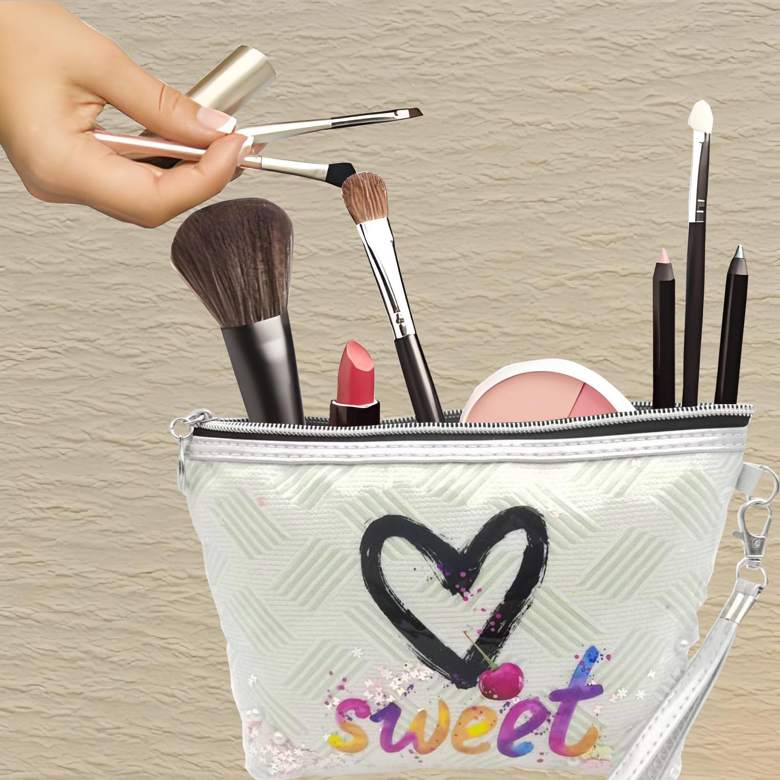 Waterproof Travel Makeup Bag 2 Pack - Large Capacity Cosmetic Organizer with Zipper & Handle, Portable Toiletry Case for Women | Perfect for Air Travel, Gym, Beach & Daily Use