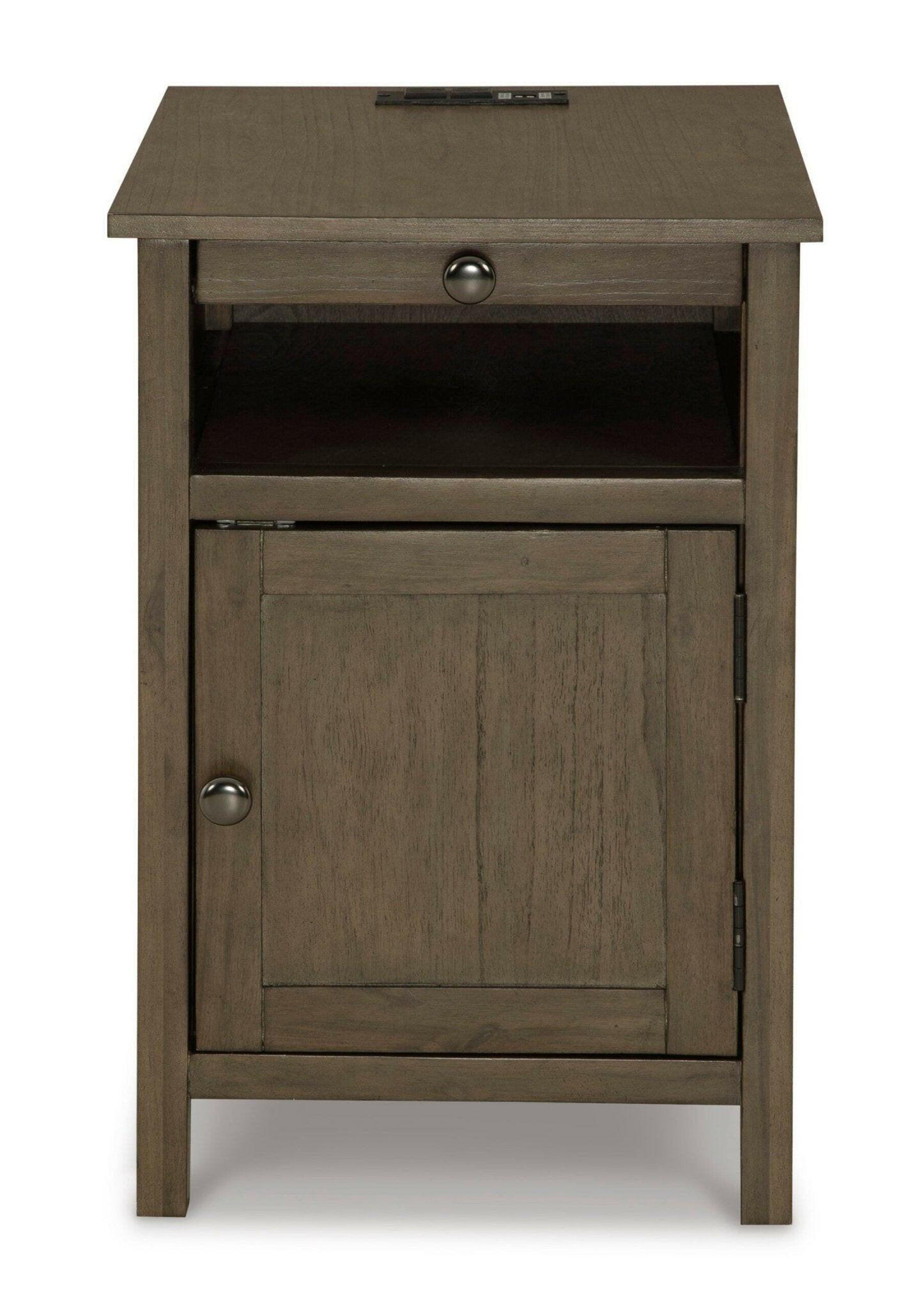 Treytown Gray Chairside End Table T300 217 - Modern Side Table for Living Room, Bedroom & Office - Small Accent Table with Storage Shelf