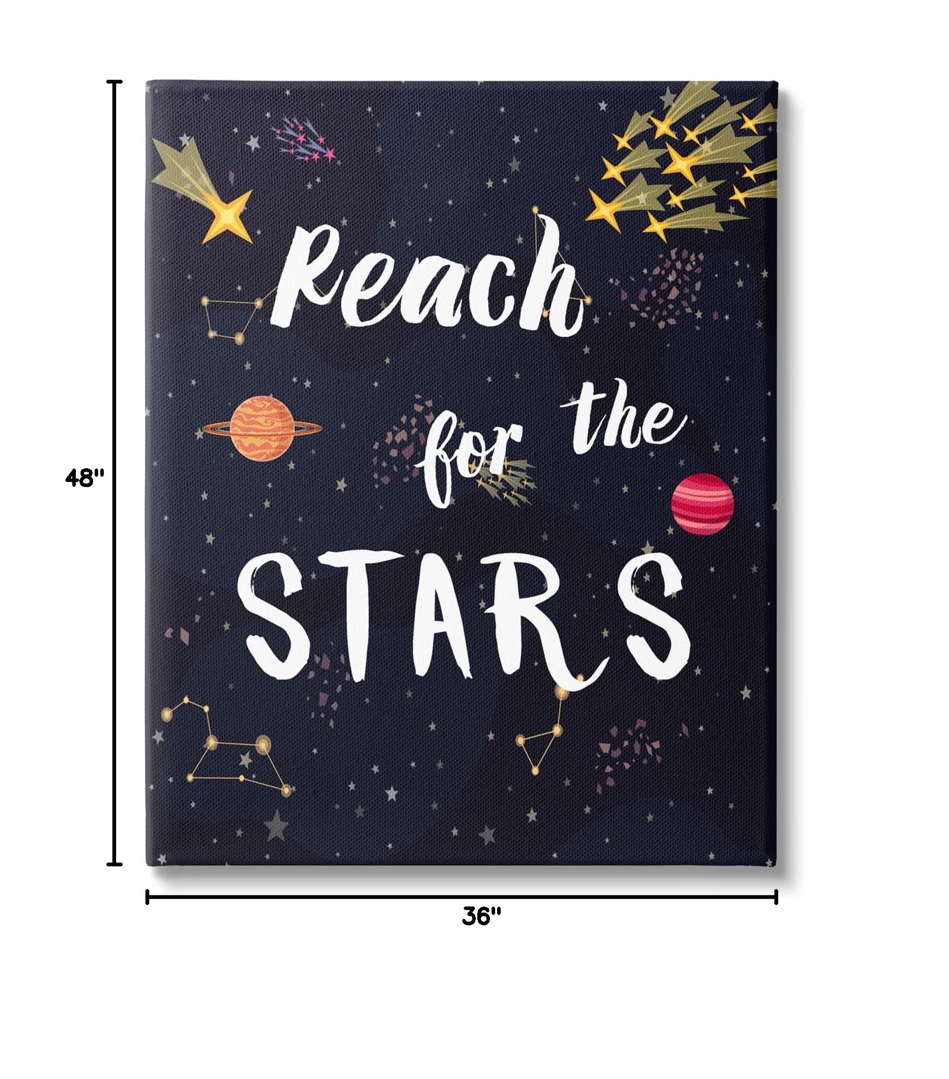 Stupell Industries 'Reach The Stars' Motivational Wall Art - Outer Space Planets Design by Amanda Murray - Perfect for Home Office, Bedroom & Classroom Decor