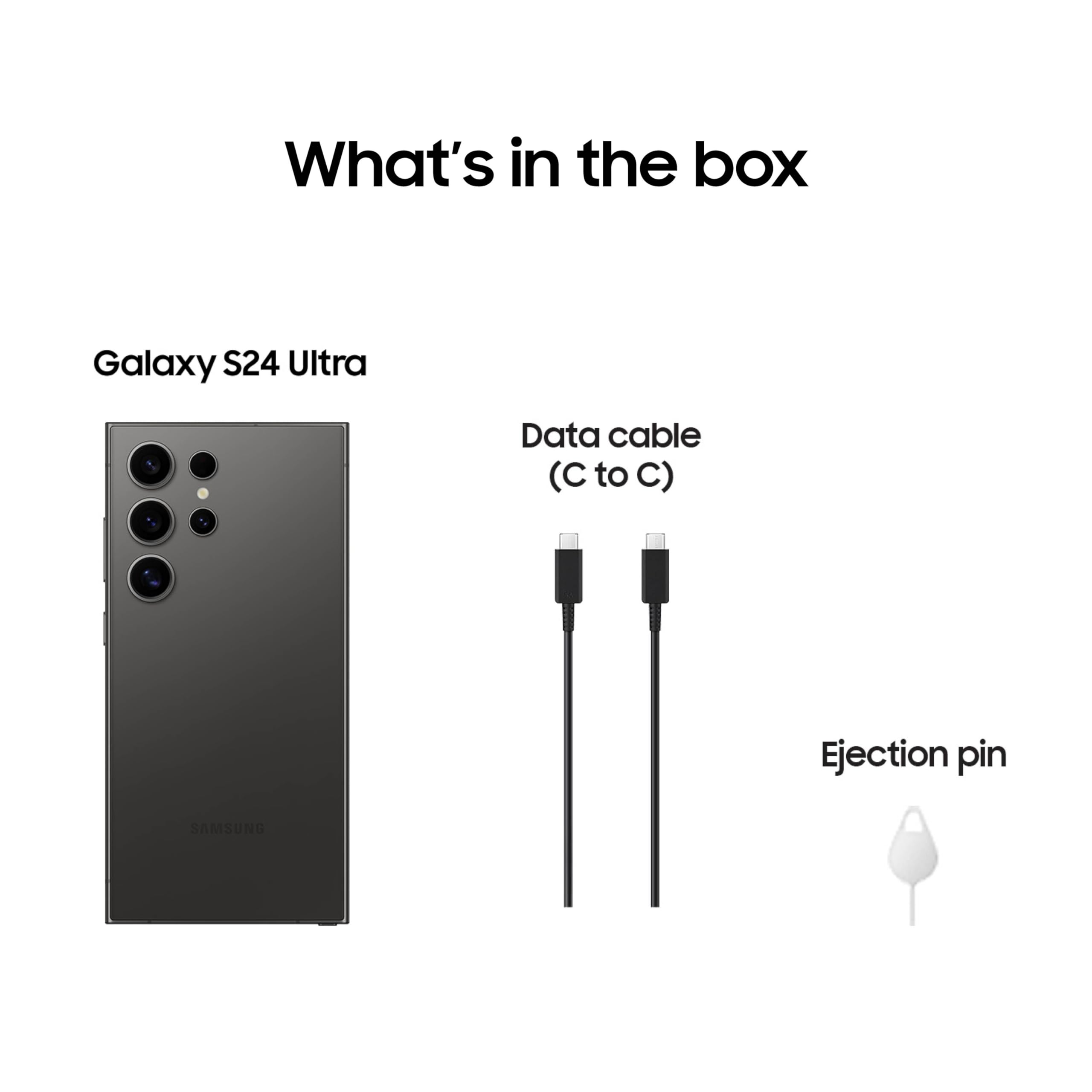 Samsung Galaxy S24 Ultra 512GB Unlocked Smartphone - 200MP Camera, 100x Zoom, AI Features, Long Battery Life, S Pen Included | Titanium Black | US Version 2024 | Perfect for Photography, Gaming & Productivity