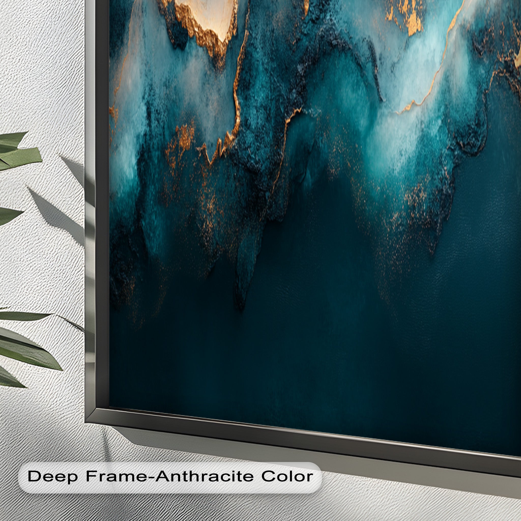 Abstract Blue and Gold Swirls Oil Painting - Modern Luxury Wall Art for Living Room, Bedroom & Office Decor